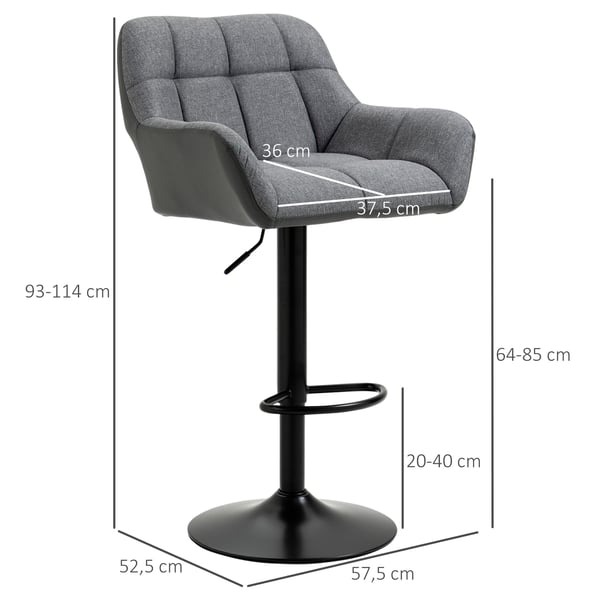 Barstol sæt, 57,5x52,5x93-114 cm, Grå