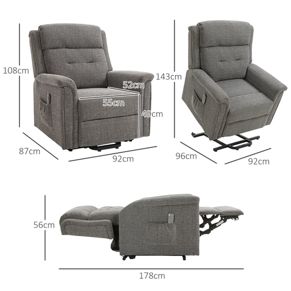 Fåtölj med reclinerfunktion, 89x96x108 cm, Grå