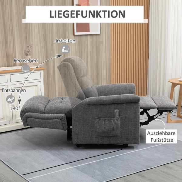 Fåtölj med reclinerfunktion, 89x96x108 cm, Grå