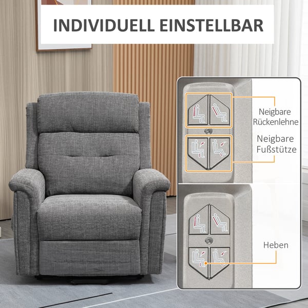 Fåtölj med reclinerfunktion, 89x96x108 cm, Grå