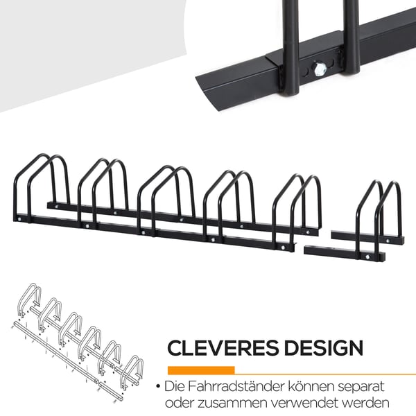 Cykelstativ, 179x33x27 cm, Sort