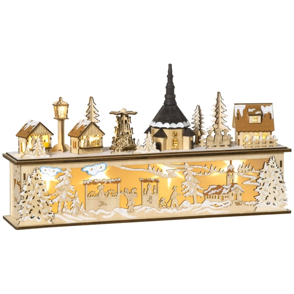 Julelandsby Dekoration, 45x10x25 cm, Natur