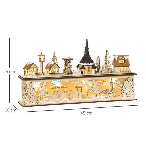 Julelandsby Dekoration, 45x10x25 cm, Natur