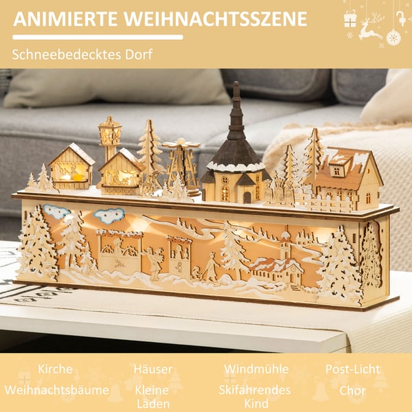 Julelandsby Dekoration, 45x10x25 cm, Natur