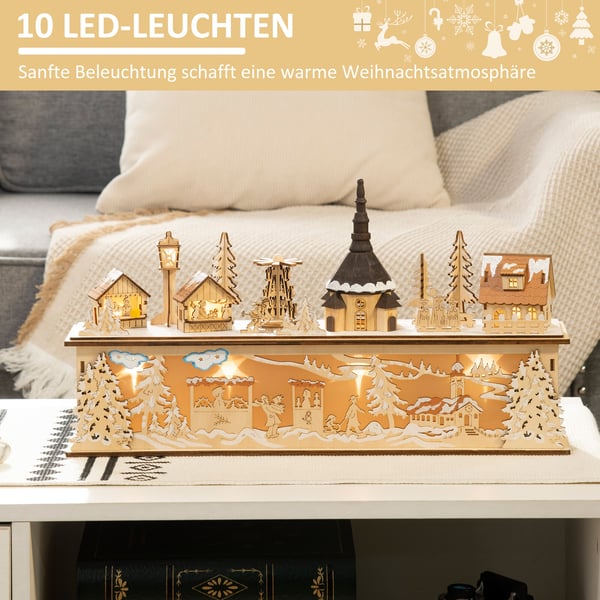Julelandsby Dekoration, 45x10x25 cm, Natur