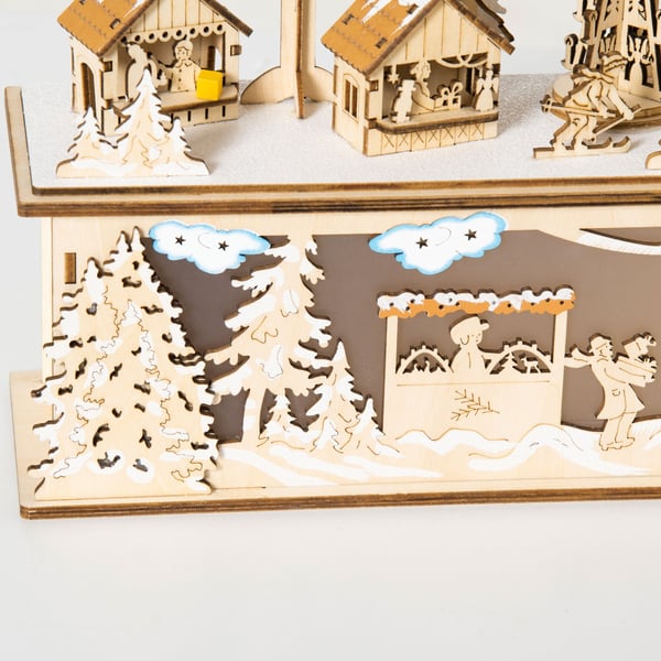 Julelandsby Dekoration, 45x10x25 cm, Natur
