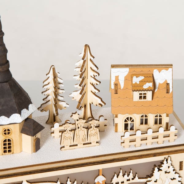 Julelandsby Dekoration, 45x10x25 cm, Natur