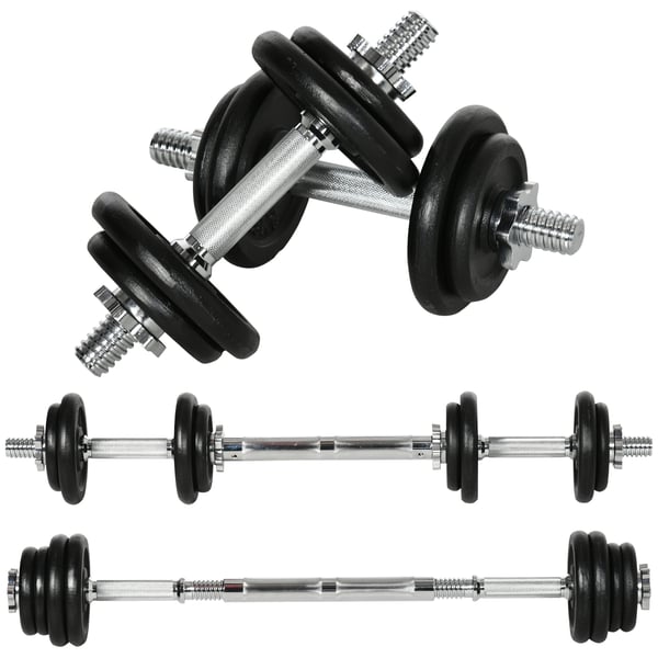 Håndvægte- og vægtstangsæt, 20 kg, Sort