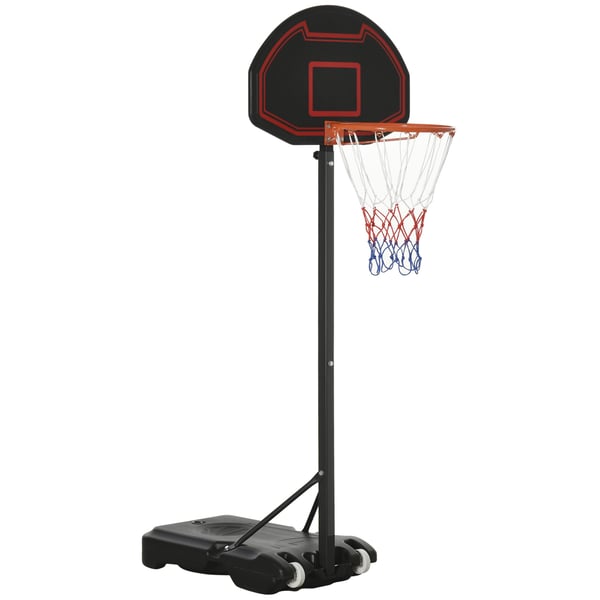 Basketballkurv med stativ, 73x49x195-250 cm, Sort
