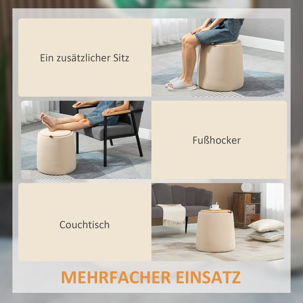 Puf, 44x47,5 cm, Beige, Star