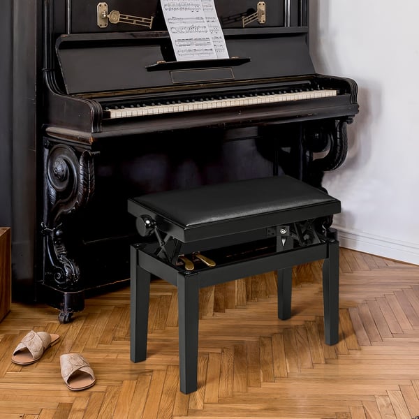 Pianopall, Justerbar höjd, 63x33x45-56 cm, Svart