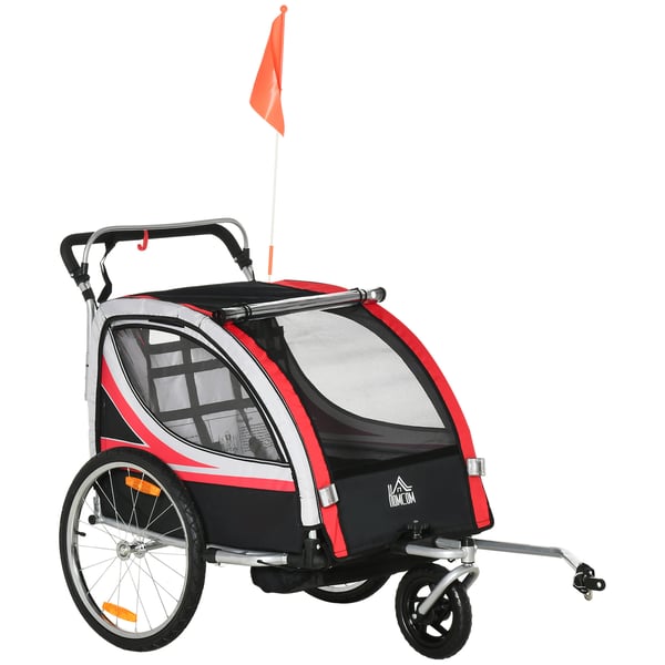 Børnecykeltrailer, 142x75x101 cm, rød og sort