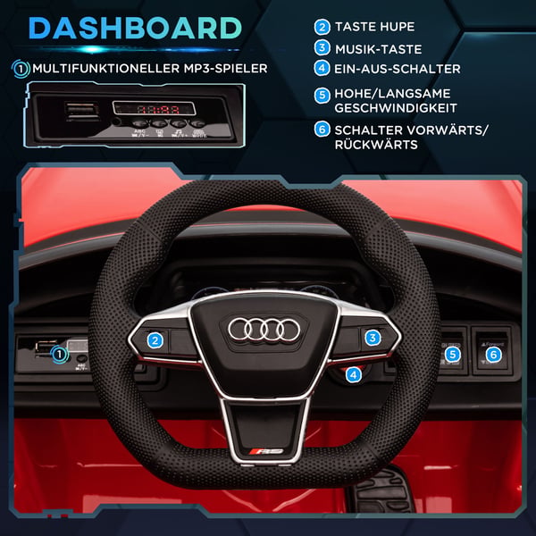 Sähköinen ajettava auto, Audi RS e-tron GT, 103x58x41 cm, punainen