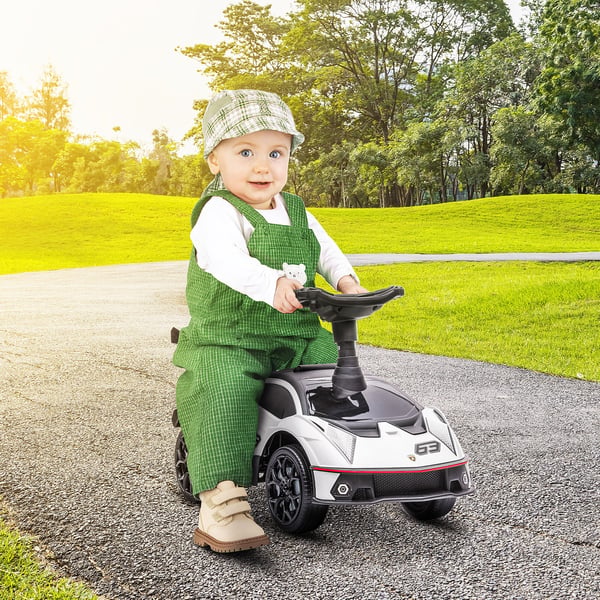 Ride-On bil, 67x28x38 cm, hvid og sort