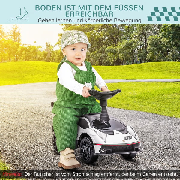 Ride-On bil, 67x28x38 cm, hvid og sort