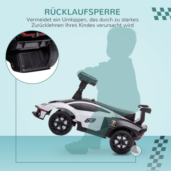 Ride-On bil, 67x28x38 cm, hvid og sort
