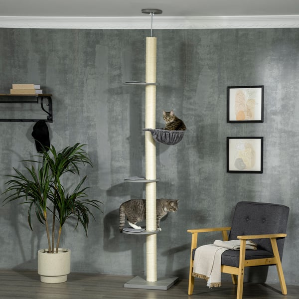 Kattetårn, Justerbar loftshøjde, 40x40x230-250 cm, Grå