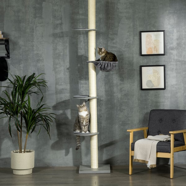 Kattetårn, Justerbar loftshøjde, 40x40x230-250 cm, Grå