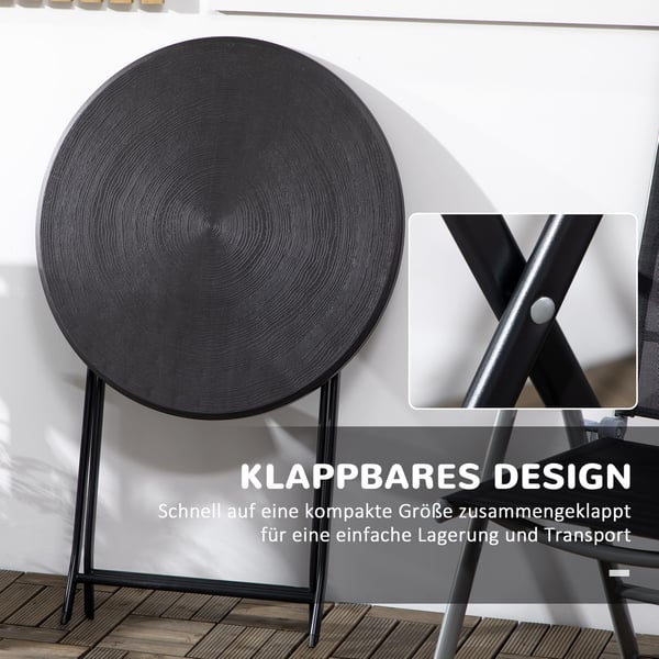 Sammenklappeligt havebord, 60x73 cm, mørkegrå