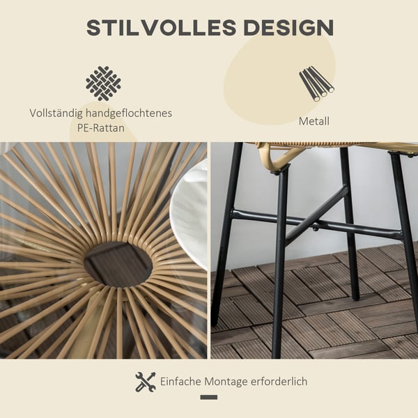 Bistrobord, 50x50x50 cm, Sort, Beige