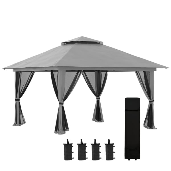 Sammenklappelig pavillon 392x392 cm mørkegrå