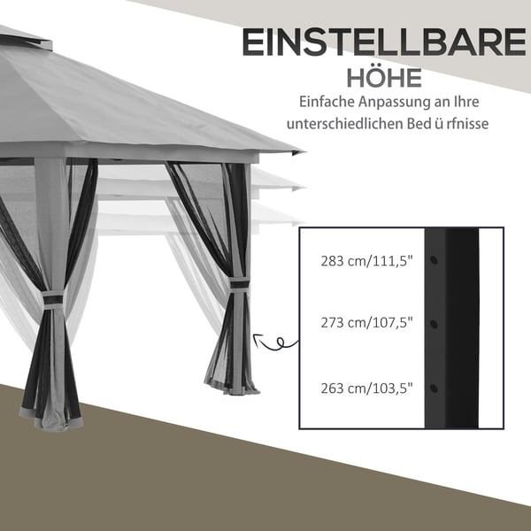 Sammenklappelig pavillon 392x392 cm mørkegrå