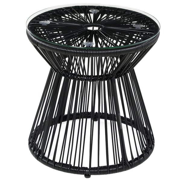 Havebord, Rundt Bistrobord med Glasplade, 40x40x42 cm, Sort Havebord, Rundt Bistrobord med Glasplade, 40x40x42 cm, Sort