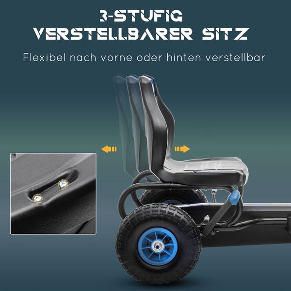 Go-Kart, 121x58x61 cm, Blå Sort