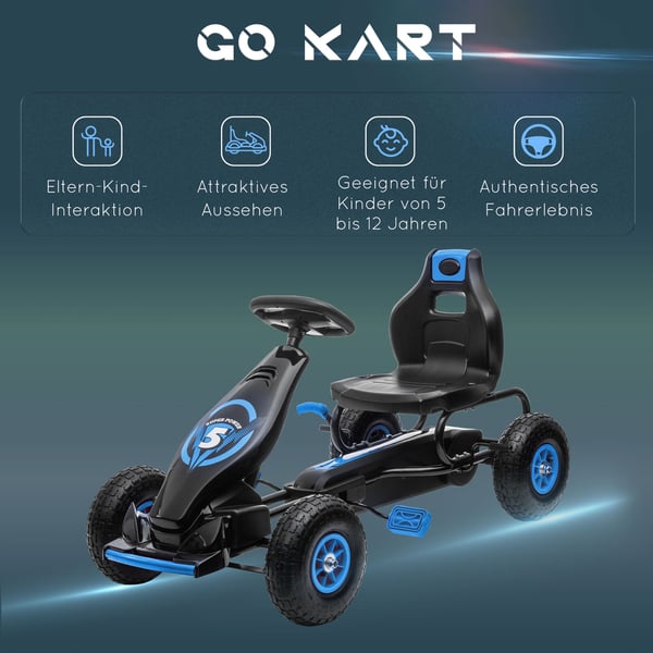 Go-Kart, 121x58x61 cm, Blå Sort