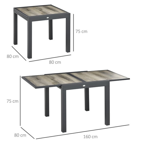 Havebord, 160x80x75 cm, Beige-Grå