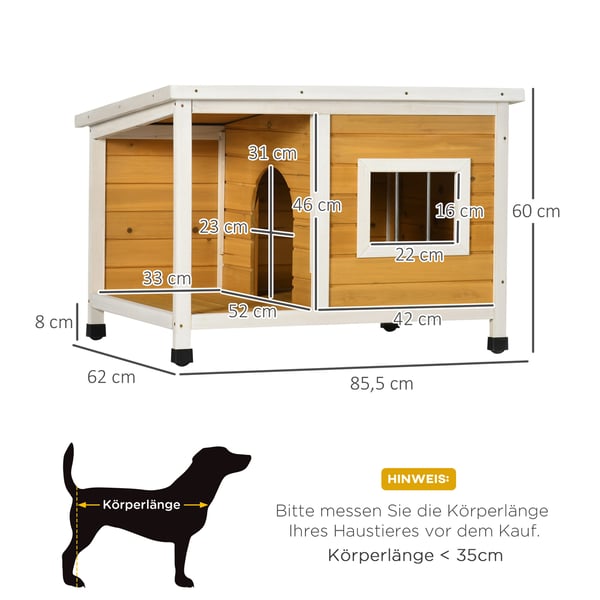 Hundehus, Fyrretræ, 85,5x62x60 cm, Orange