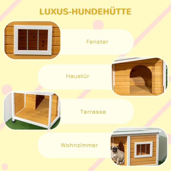 Hundehus, Fyrretræ, 85,5x62x60 cm, Orange