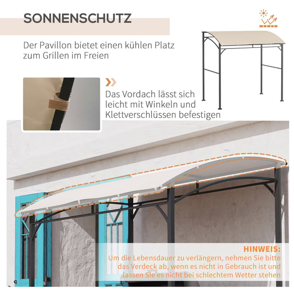 Grillpaviljong, 215x150x220 cm, Beige
