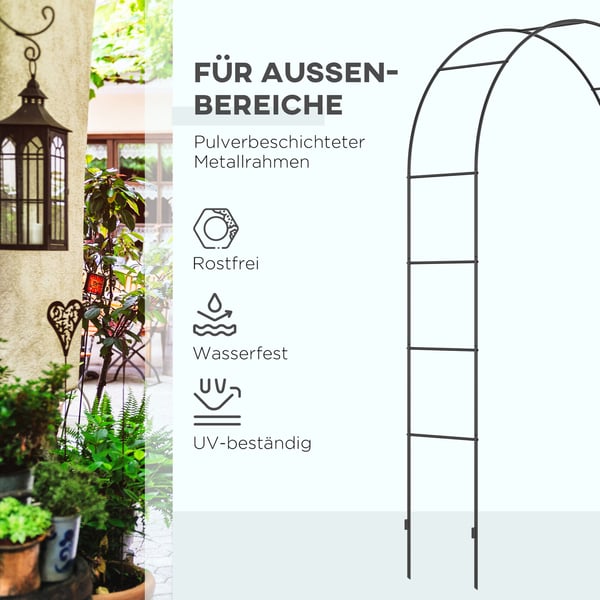 Havebue, 140x40x240 cm, Sort, Metal