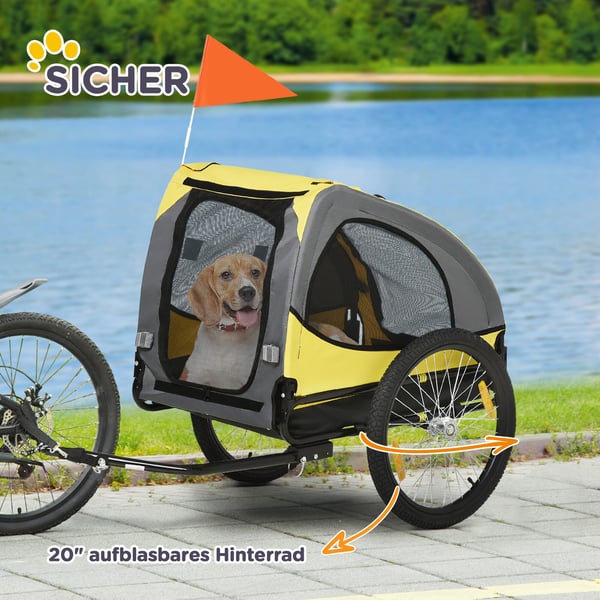 Hundtrailer, 140x71x83 cm, Gul