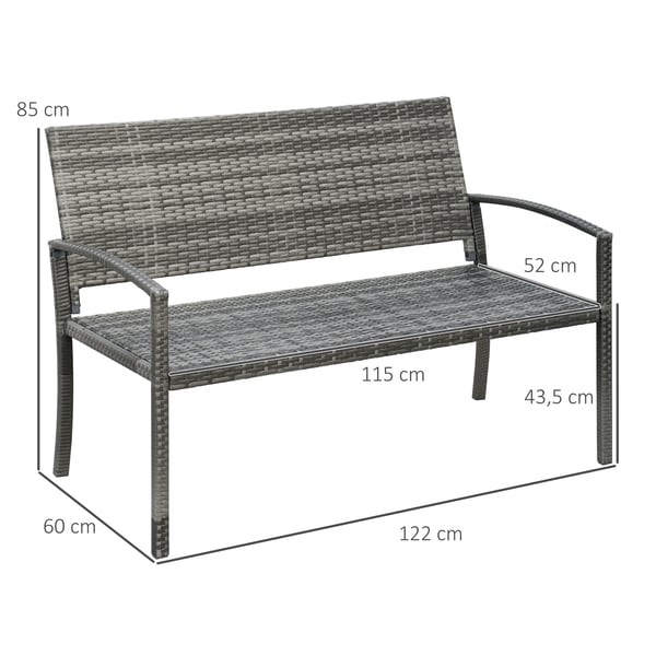 Trädgårdsbänk, 122x60x87 cm, Grå