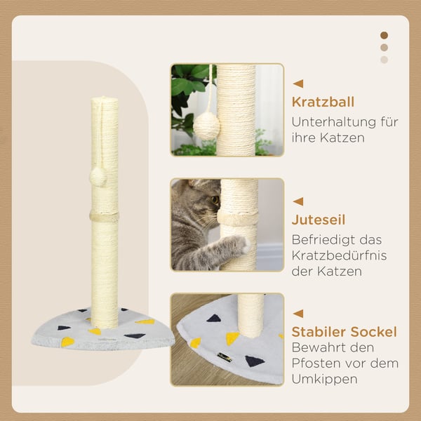 Kissan raapimapuu, 35x35x62 cm, harmaa ja beige