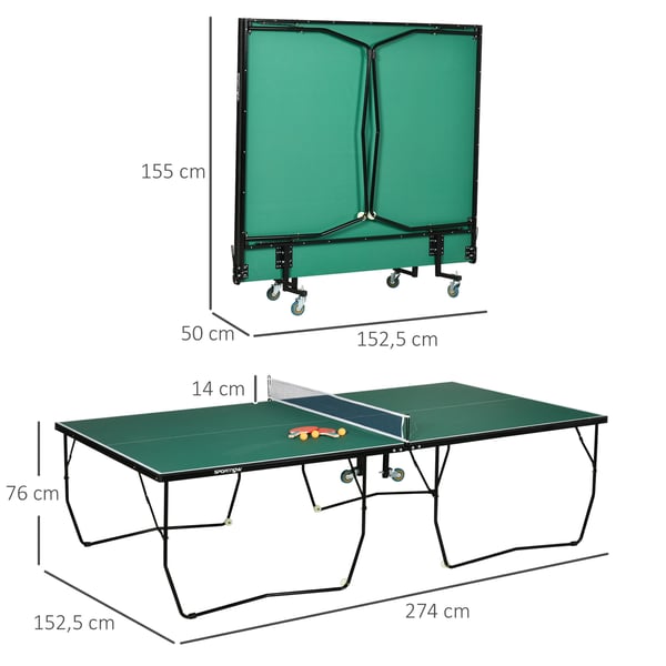 Bordtennisbord, 274x152,5x76 cm, Grön