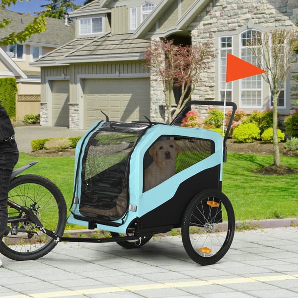 Hundetrailer, 2-i-1 hundeklapvogn og cykeltrailer, 170x77x90 cm, Blå