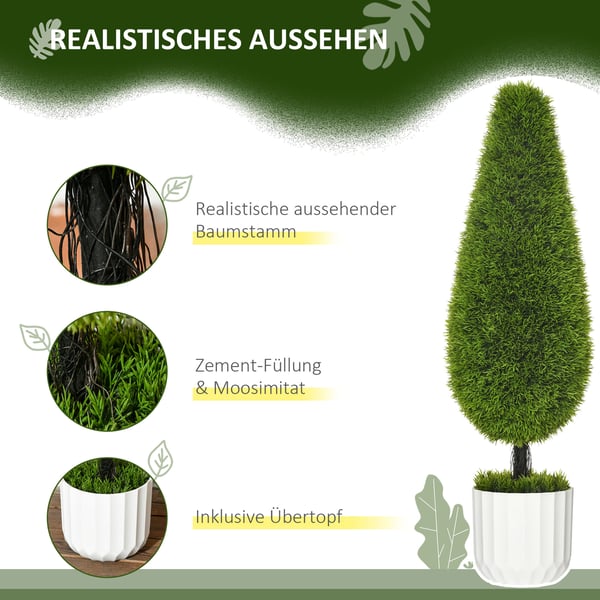 Kunstig plante, Cypress-sæt, 90 cm, grøn