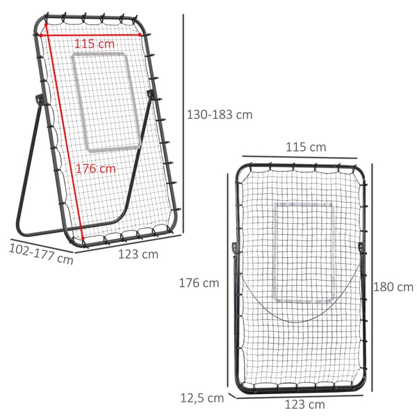 Fodboldrebounder, 123x73x178,5 cm, Sort