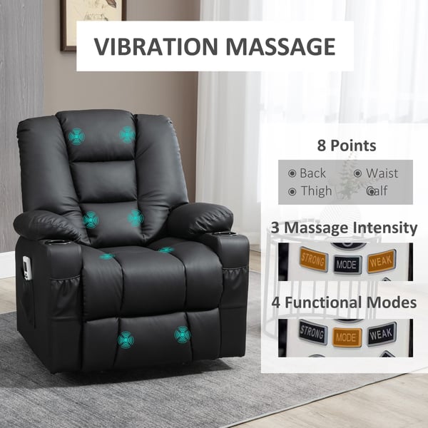 Massagestol med vippefunktion, 90x98x102 cm, Sort