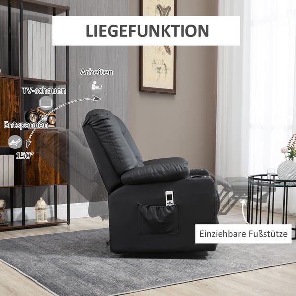Massagestol med vippefunktion, 90x98x102 cm, Sort