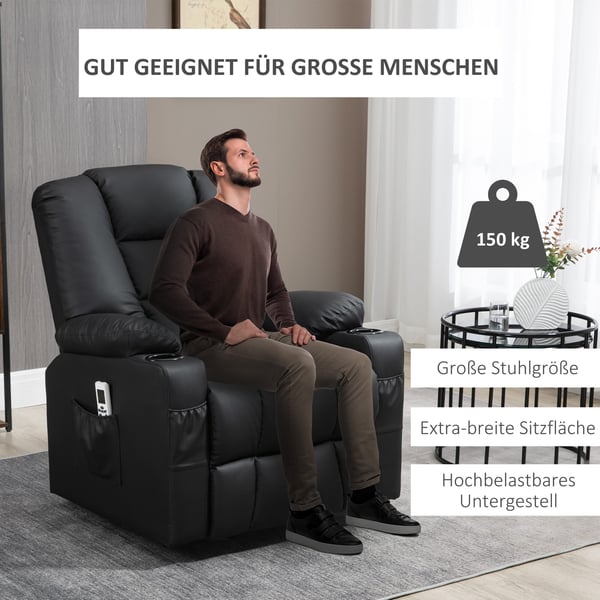 Massagestol med vippefunktion, 90x98x102 cm, Sort