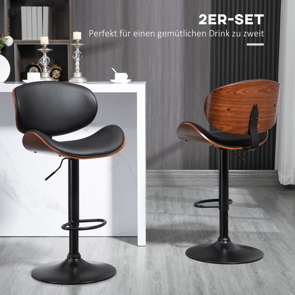 Barstol sæt, 53x52x92-112 cm, Sort