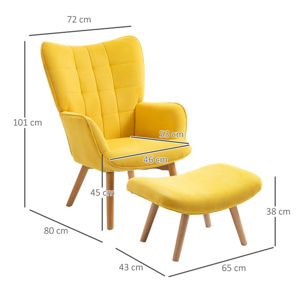 Lounge stol sæt, 72x80x101 cm, Gul