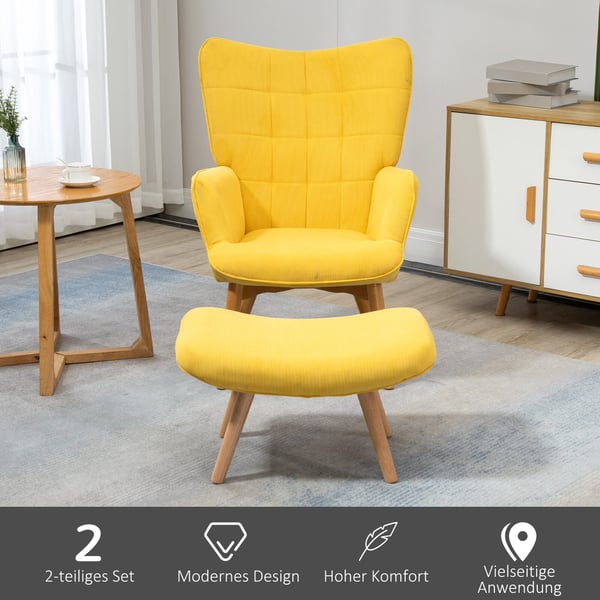Lounge stol sæt, 72x80x101 cm, Gul