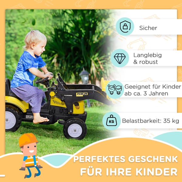 Ride-on læsser, 114x41x52 cm, sort gul