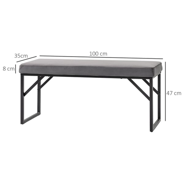 Uppklädd bänk, 115x46x49 cm, Mörkgrå