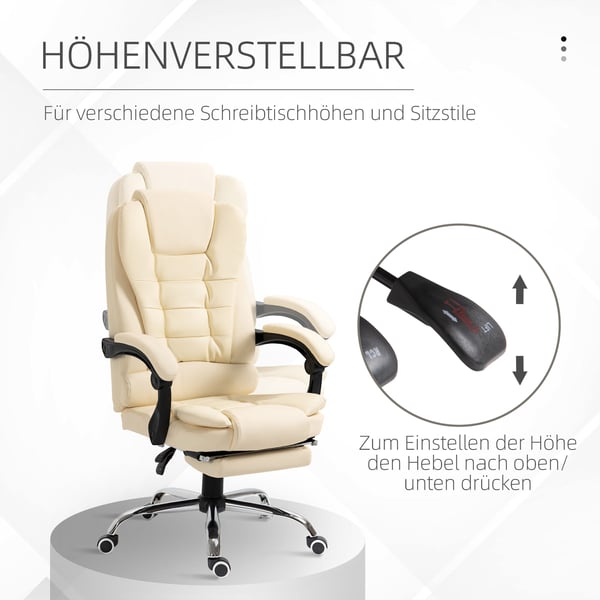 Kontorsstol, 64,5x69x109-117 cm, Krämfärgad